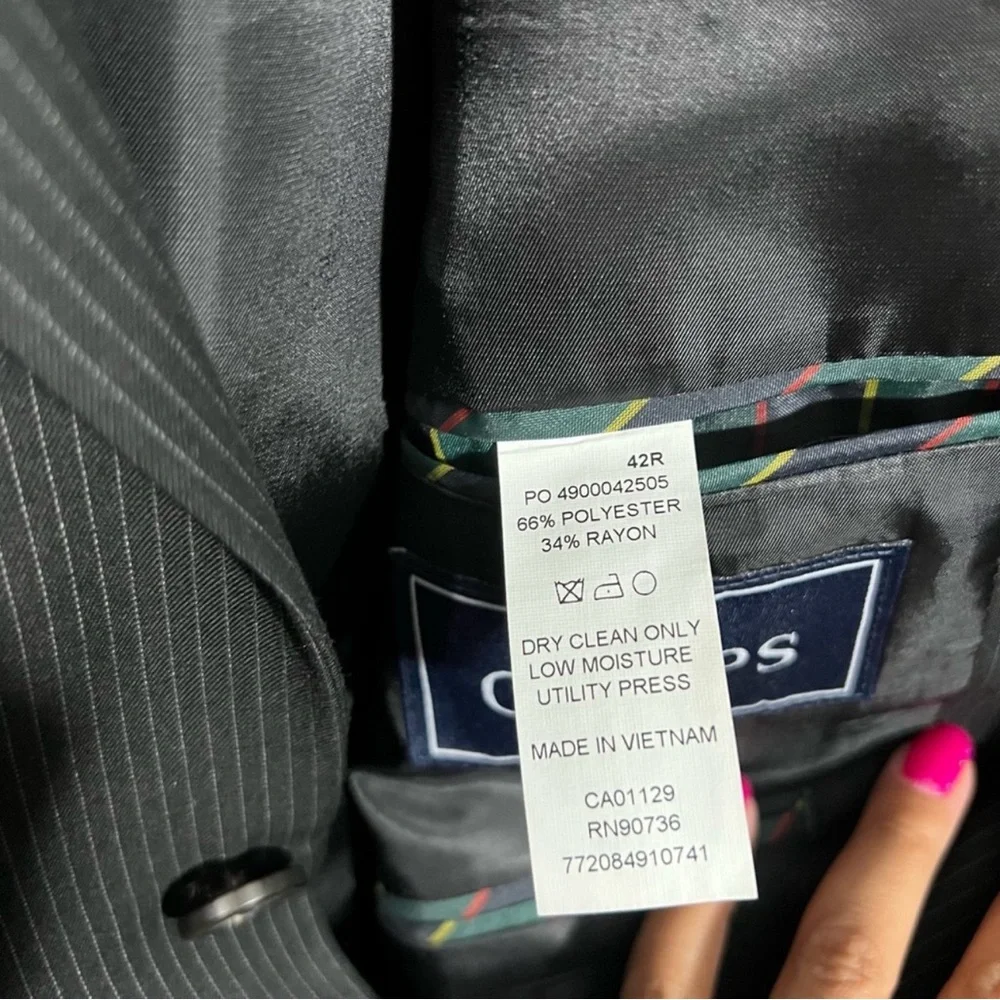 Chaps Men's Pinstripe Blazer Jacket Dark Gray‎ Size 42R